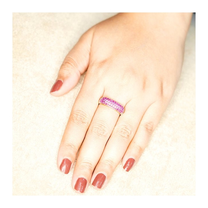 Radiant Pink Sapphire Eternity Band - Dainty Design