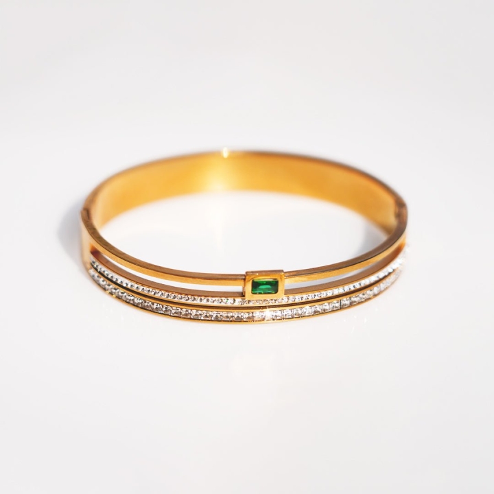 Triple Row Emerald Cuff Bracelet - Dainty Design